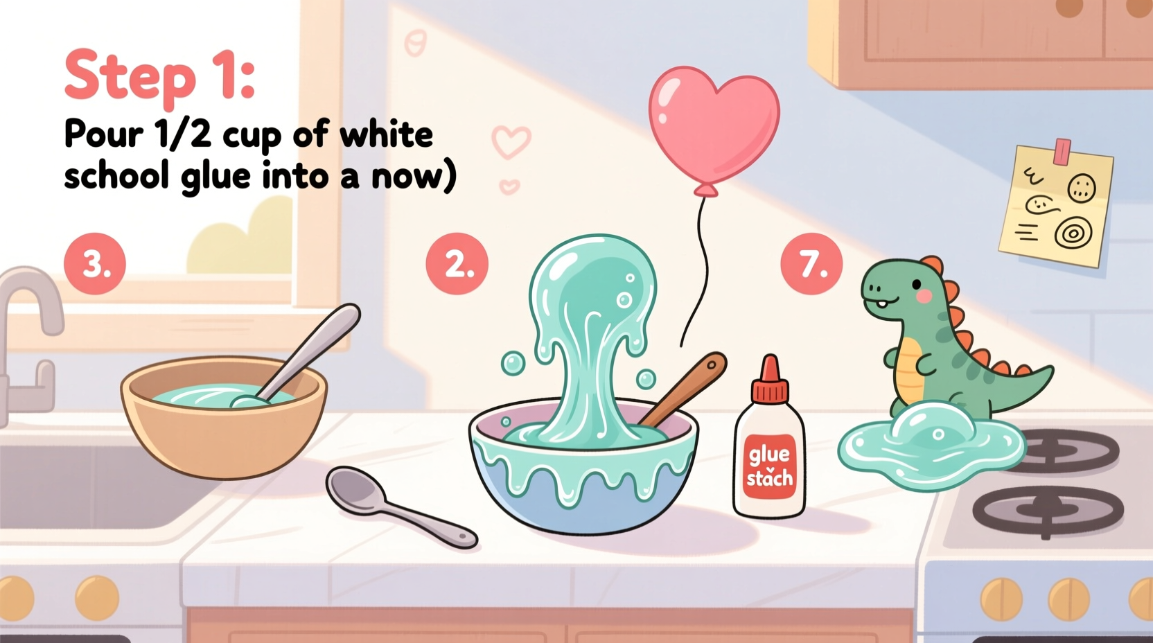 creative and simple steps for making slime with glue at home