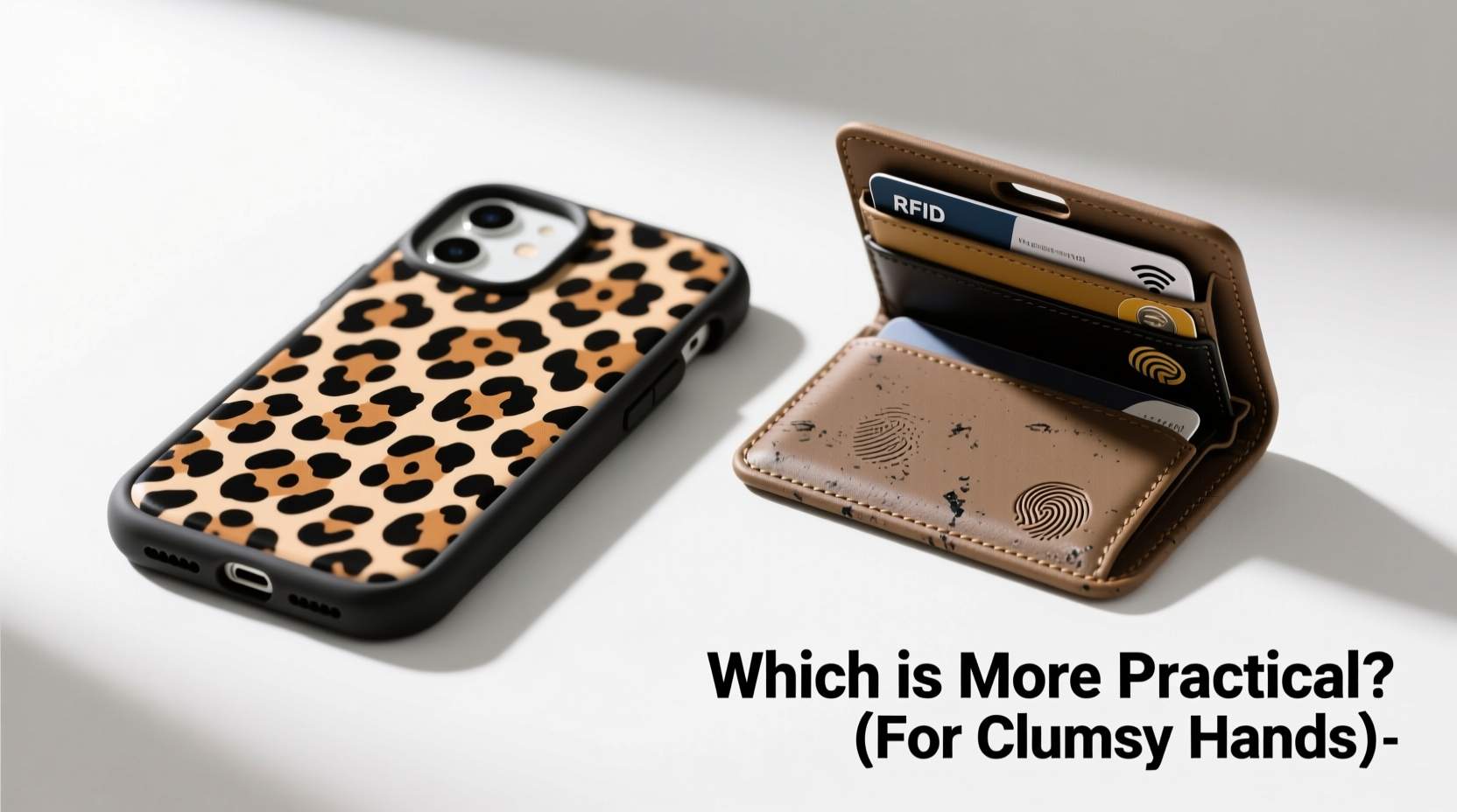 leopard print case vs wallet case which is actually more practical for clumsy people