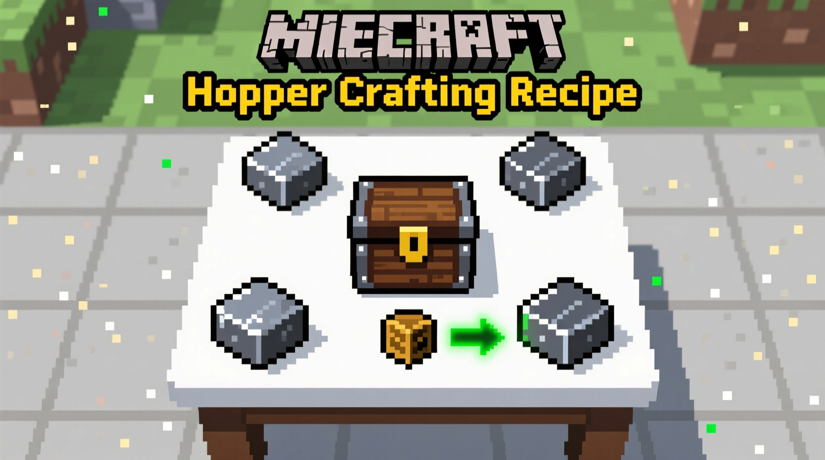 Minecraft hopper crafting recipe visual guide