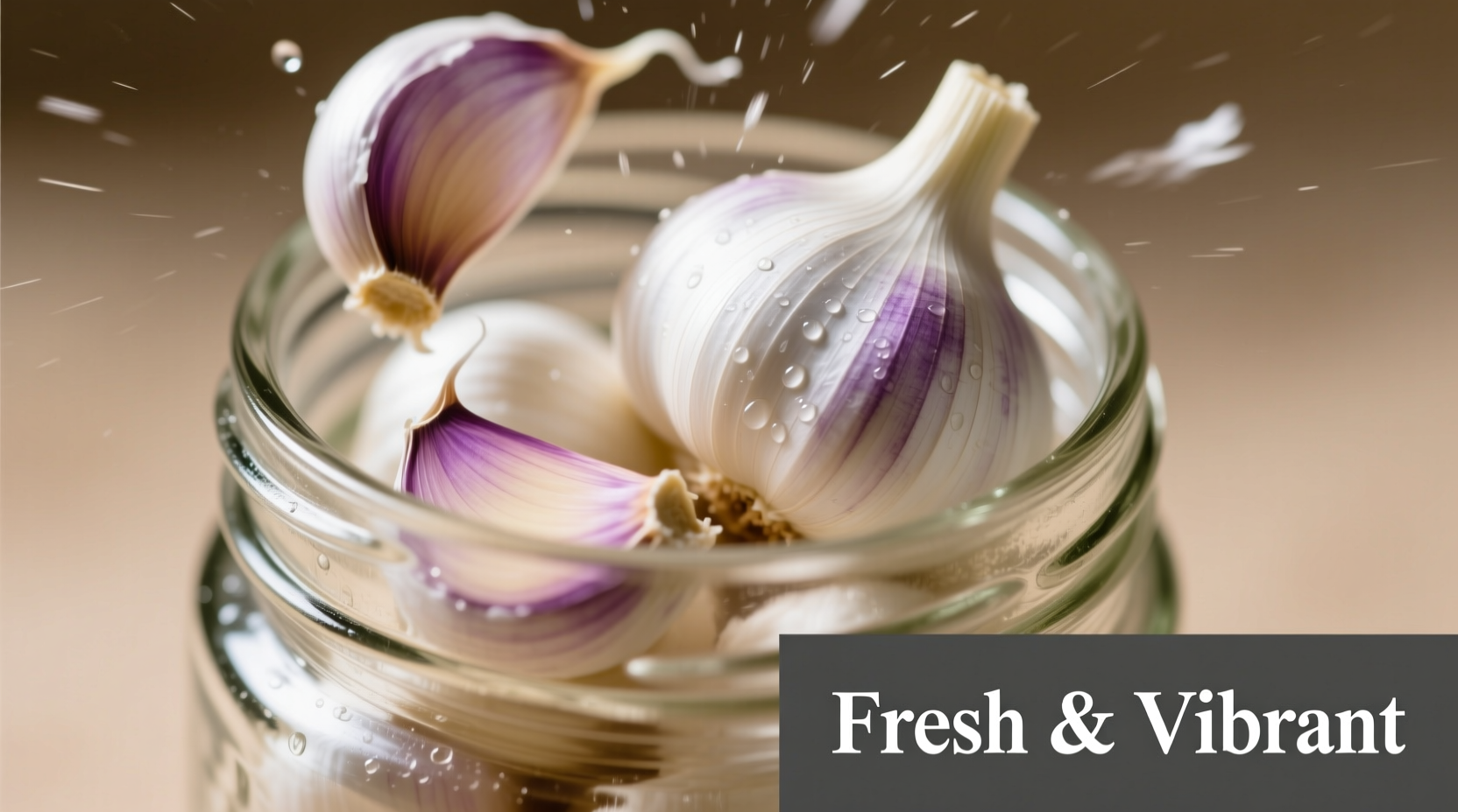 Garlic cloves shaking in a mason jar