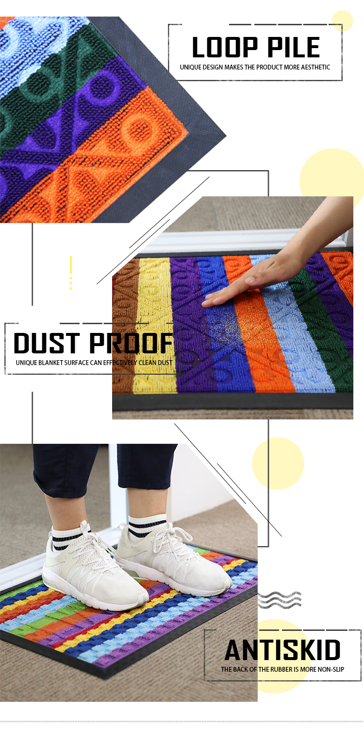 Doormat polyester rubber backing embossed floor mat rubber doormat(图5)