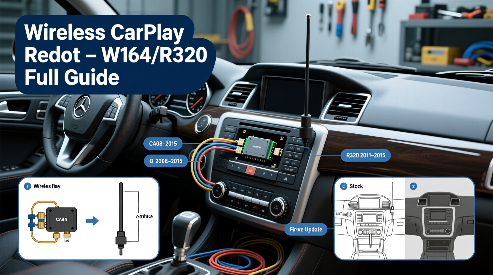 w164 r320 wireless carplay install
