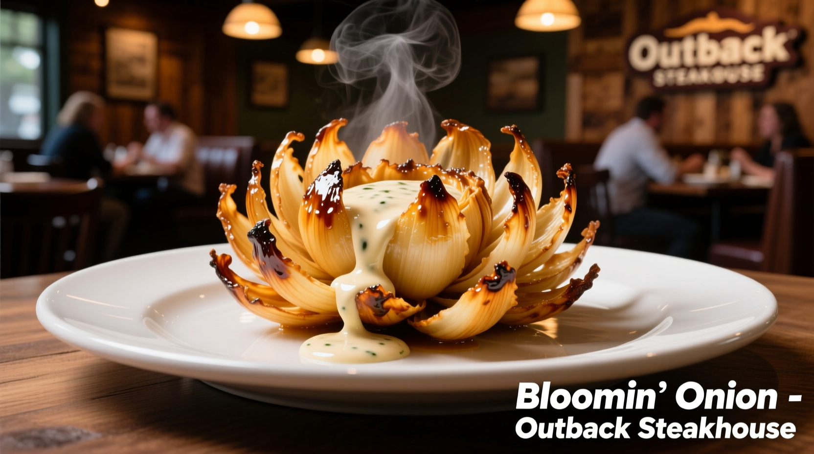 Freshly prepared Bloomin Onion on Outback Steakhouse plate