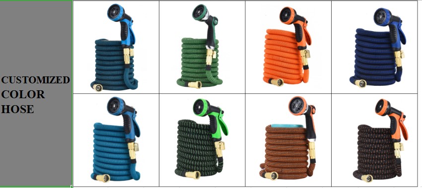 100 feet adjustable durable 3 layer latex expandable magic garden water hose pipe with brass fittings