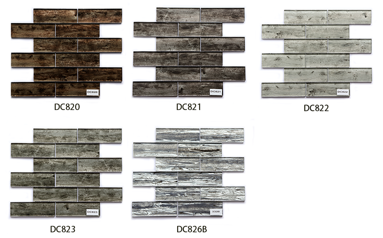 30x30cm Interior Wall  Wood Look Effect Glass Mosaic Tiles for Decoration