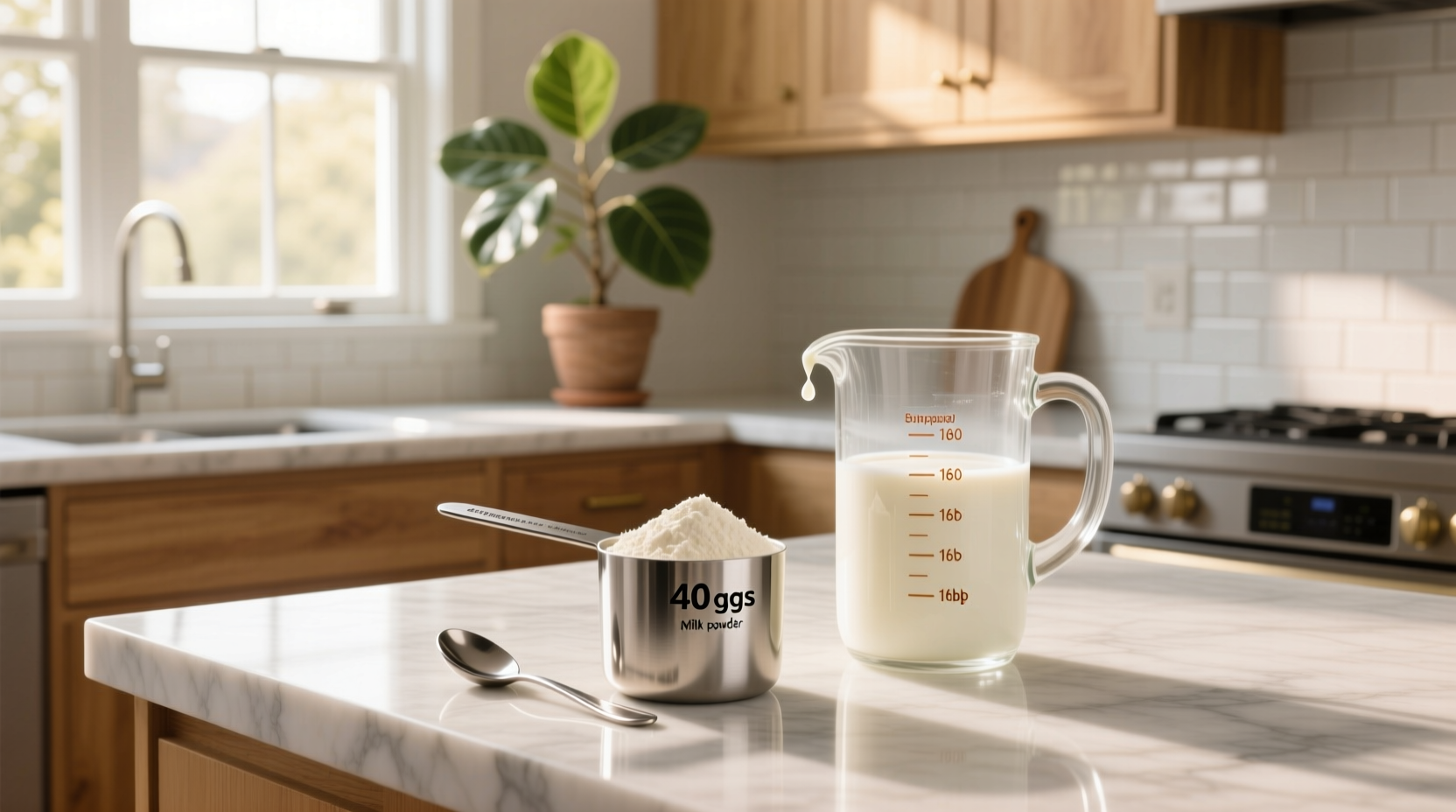 40g milk powder to tablespoons liquid conversion