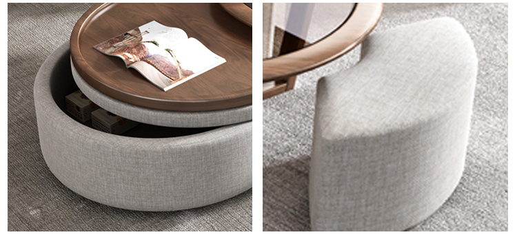 OEM ODM Modern Living Room Furniture Tempered Glass Wooden Round Coffee Table