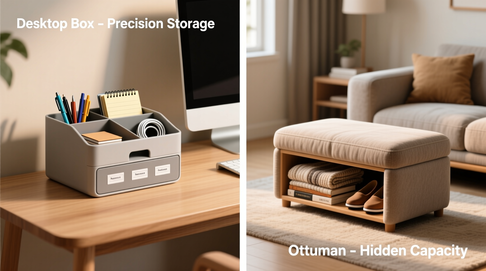 desktop storage box vs storage ottoman which one is actually worth buying for decluttering
