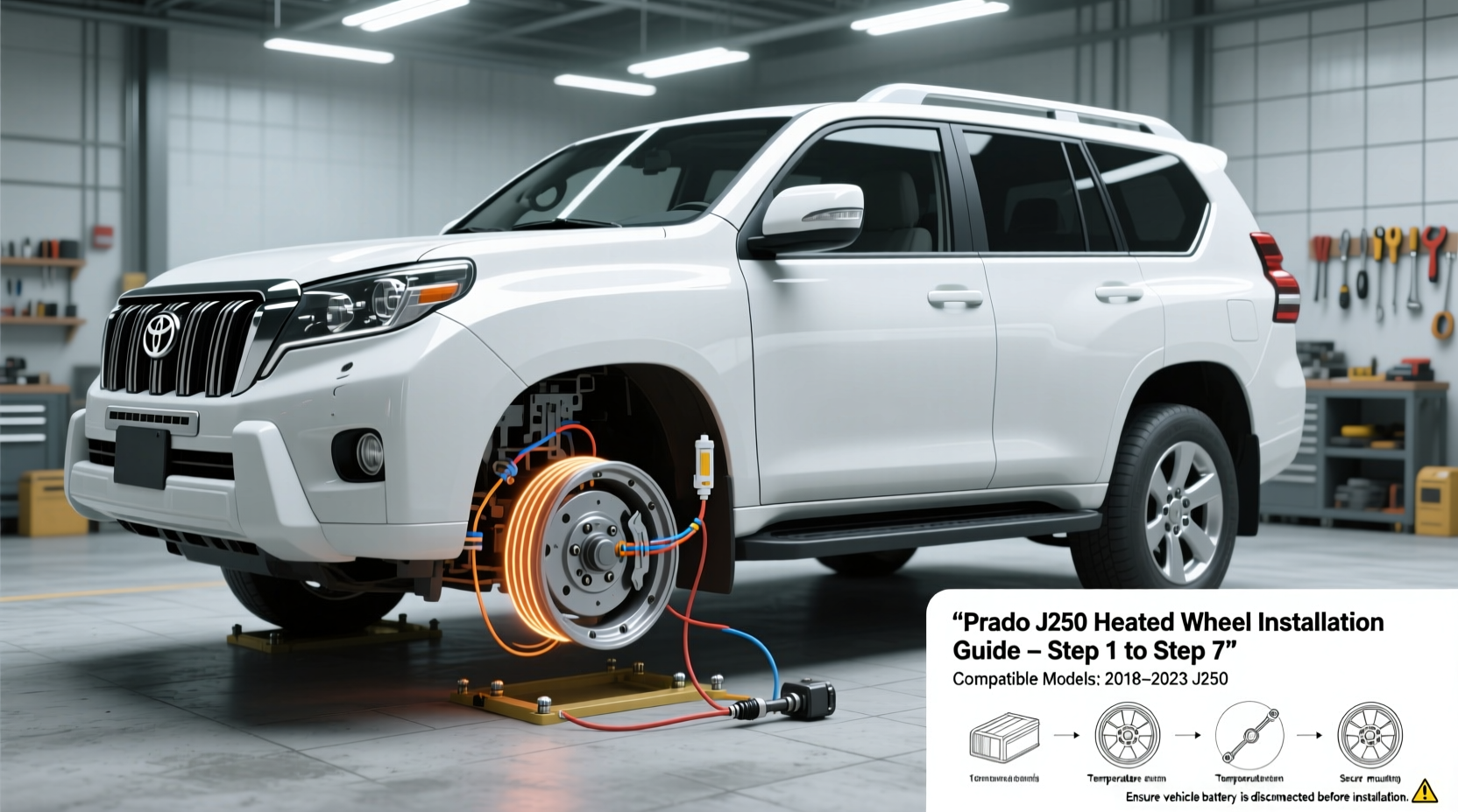 prado heated wheel install j250