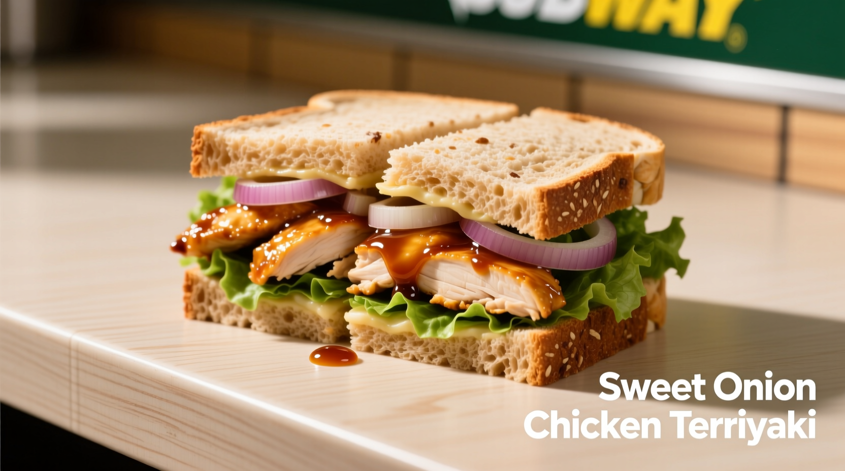 Subway Sweet Onion Chicken Teriyaki sandwich on wheat bread