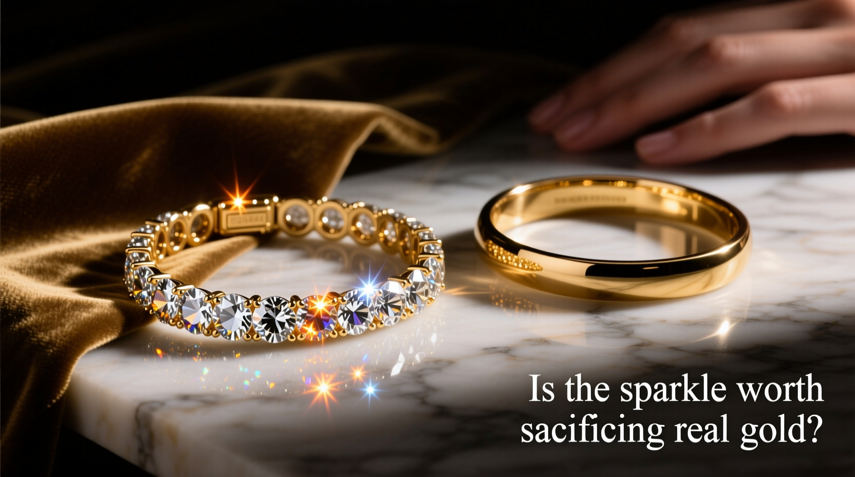moissanite vs solid gold bracelet is the sparkle worth sacrificing real gold