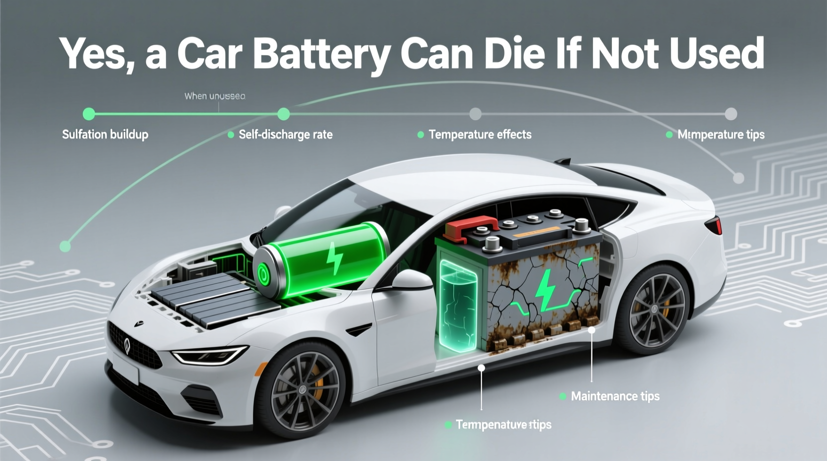 can a car battery die if not used