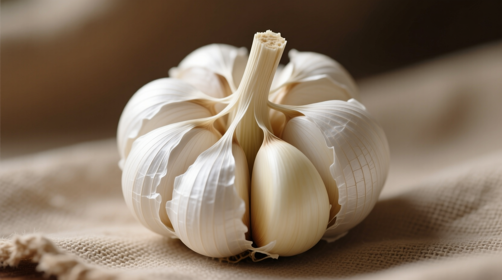 Whole garlic head with separated cloves