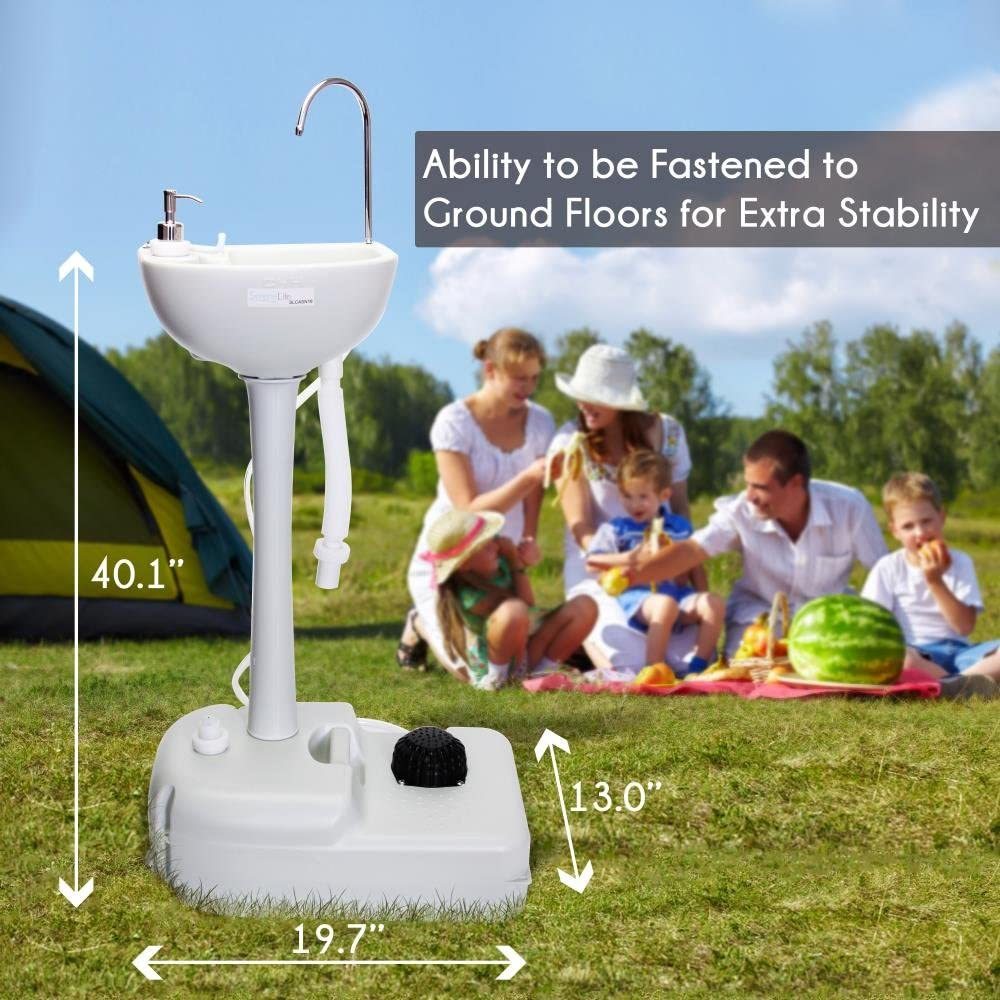 Évier Portable De Camping Avec Distributeur De Savon - Capacité 19L, Dimensions 27x14x11 Pouces - Neuf