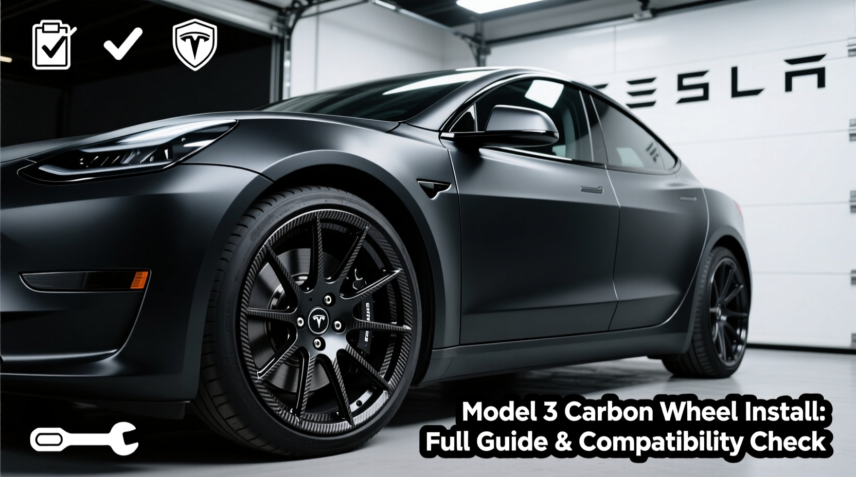 model3 carbon wheel install