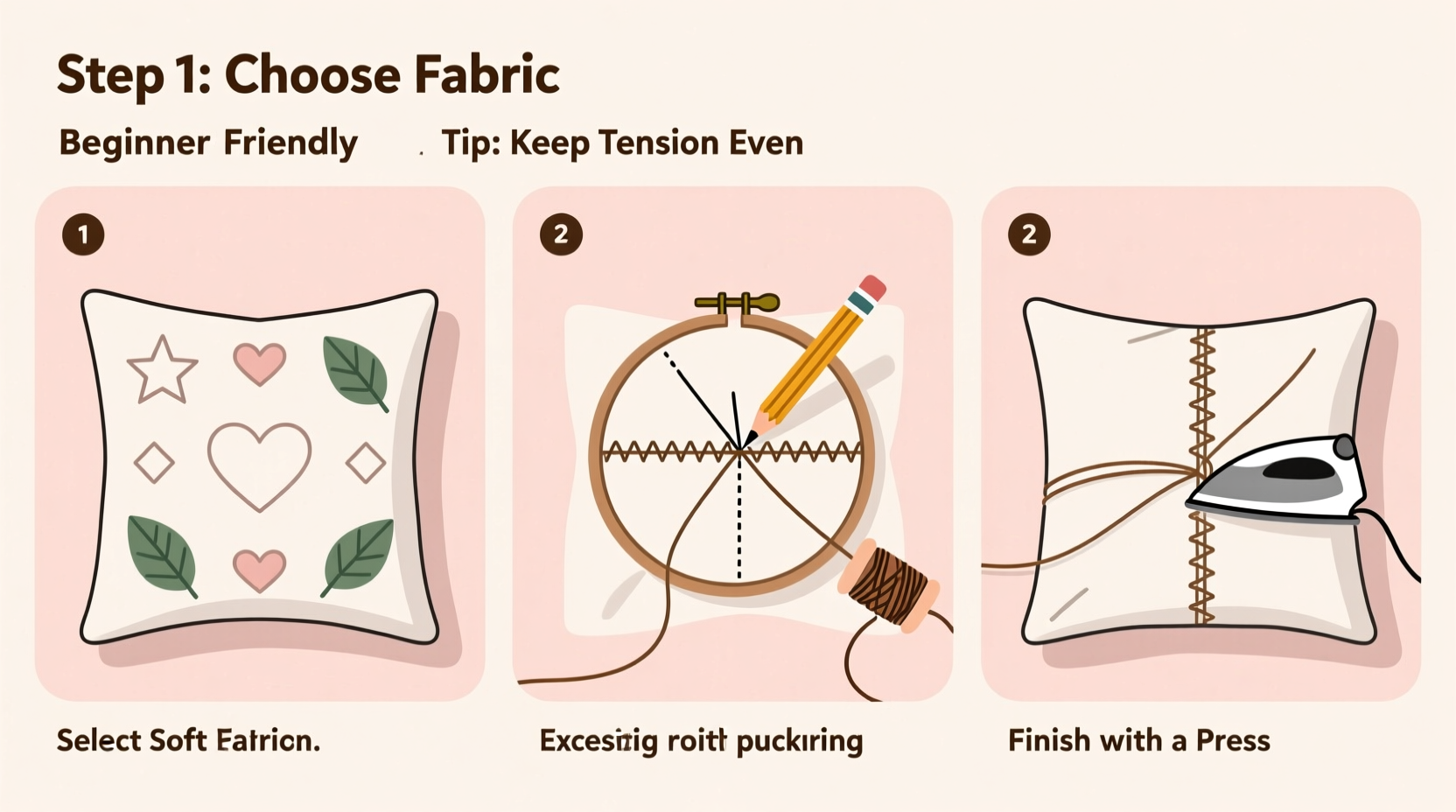 step by step guide to embroidering a cushion cover with easy patterns for beginners