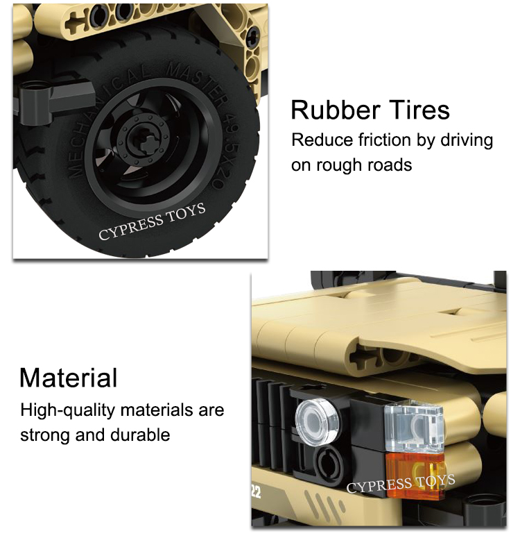 DIY Self-Assembly 370PCS 2 IN 1 RC Military Remote Control Car Military Truck Kit Car Building Truck Toy