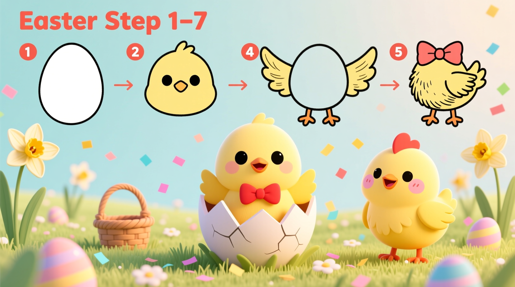 how to draw a chick for easter