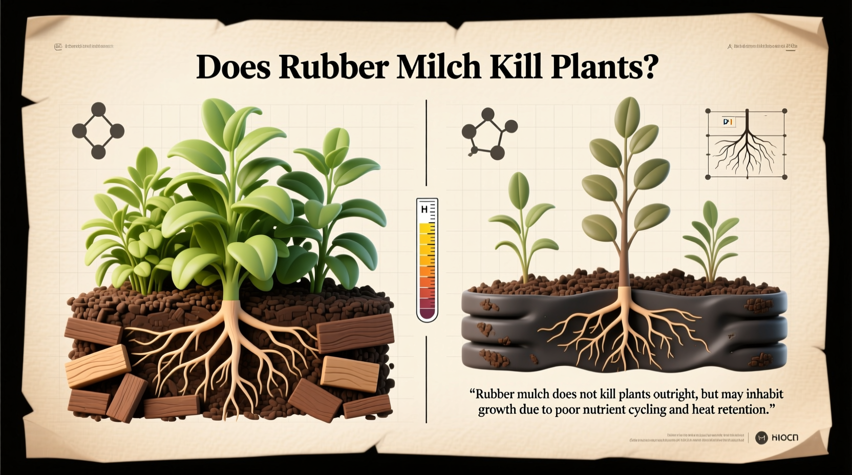 does rubber mulch kill plants