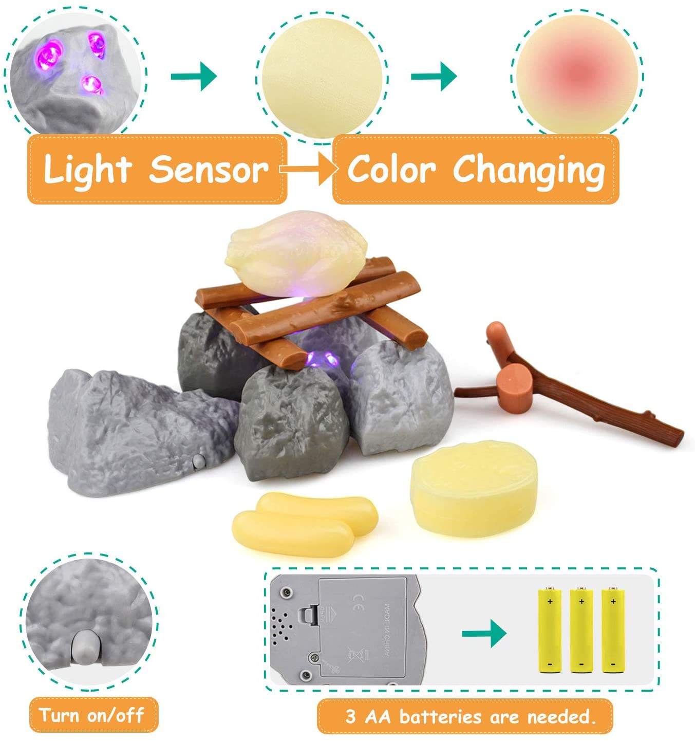 Camping Toy Set, Pretend Play Camping Tool Set with Campfire, Telescope, Kids Camping Set with Tent