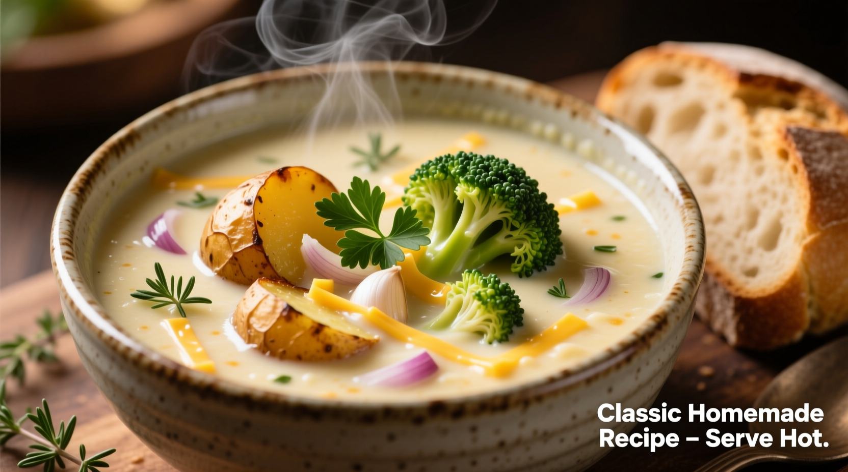 Creamy Potato Broccoli Cheese Soup Recipe in 30 Minutes