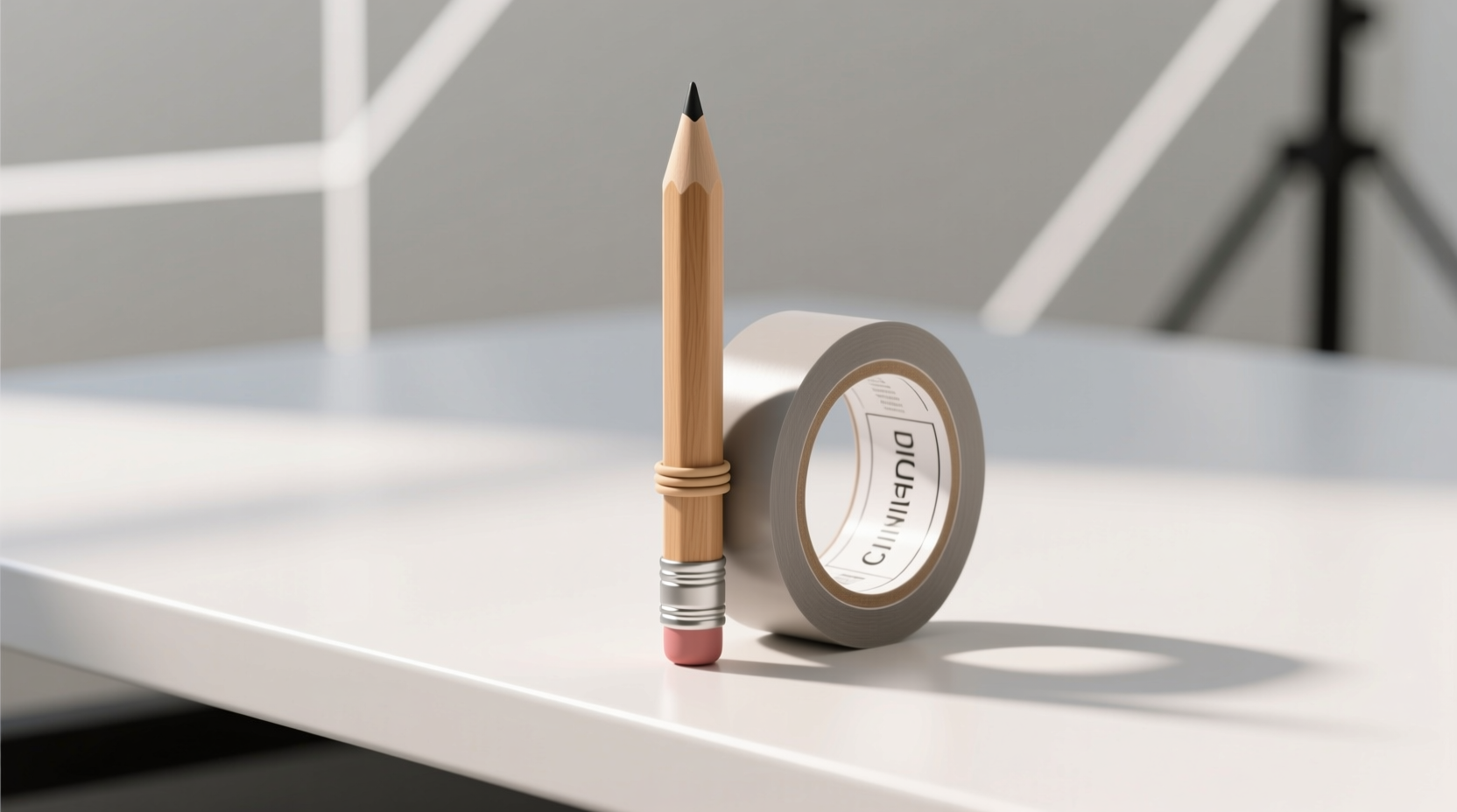 store small rolls of duct tape anywhere with a pencil