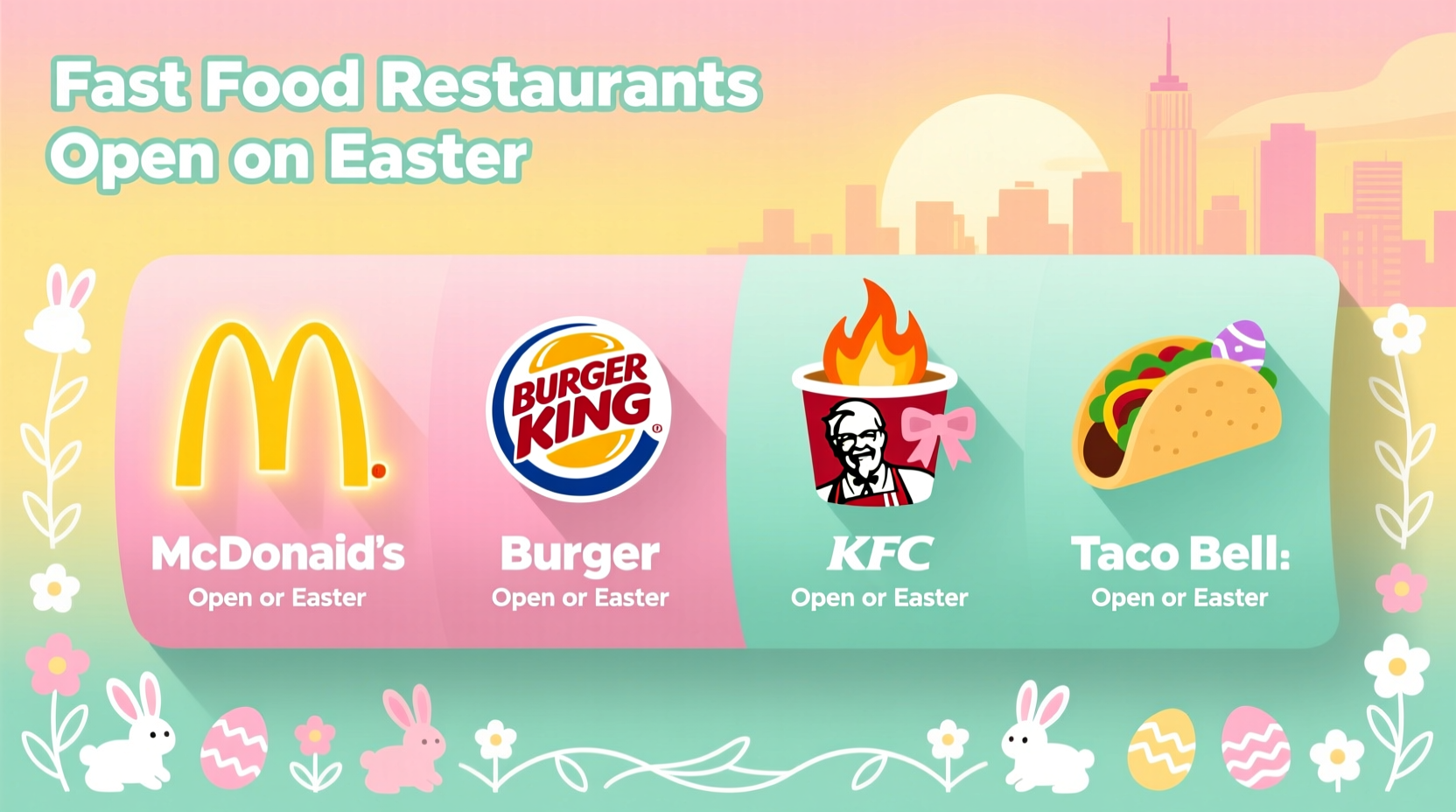 which fast food restaurants are open on easter
