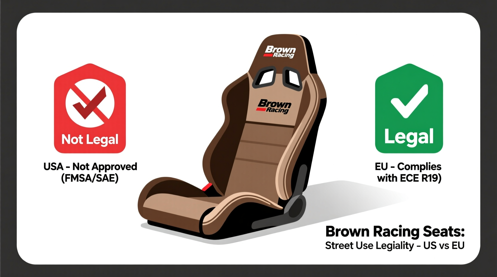 brown racing seats legality