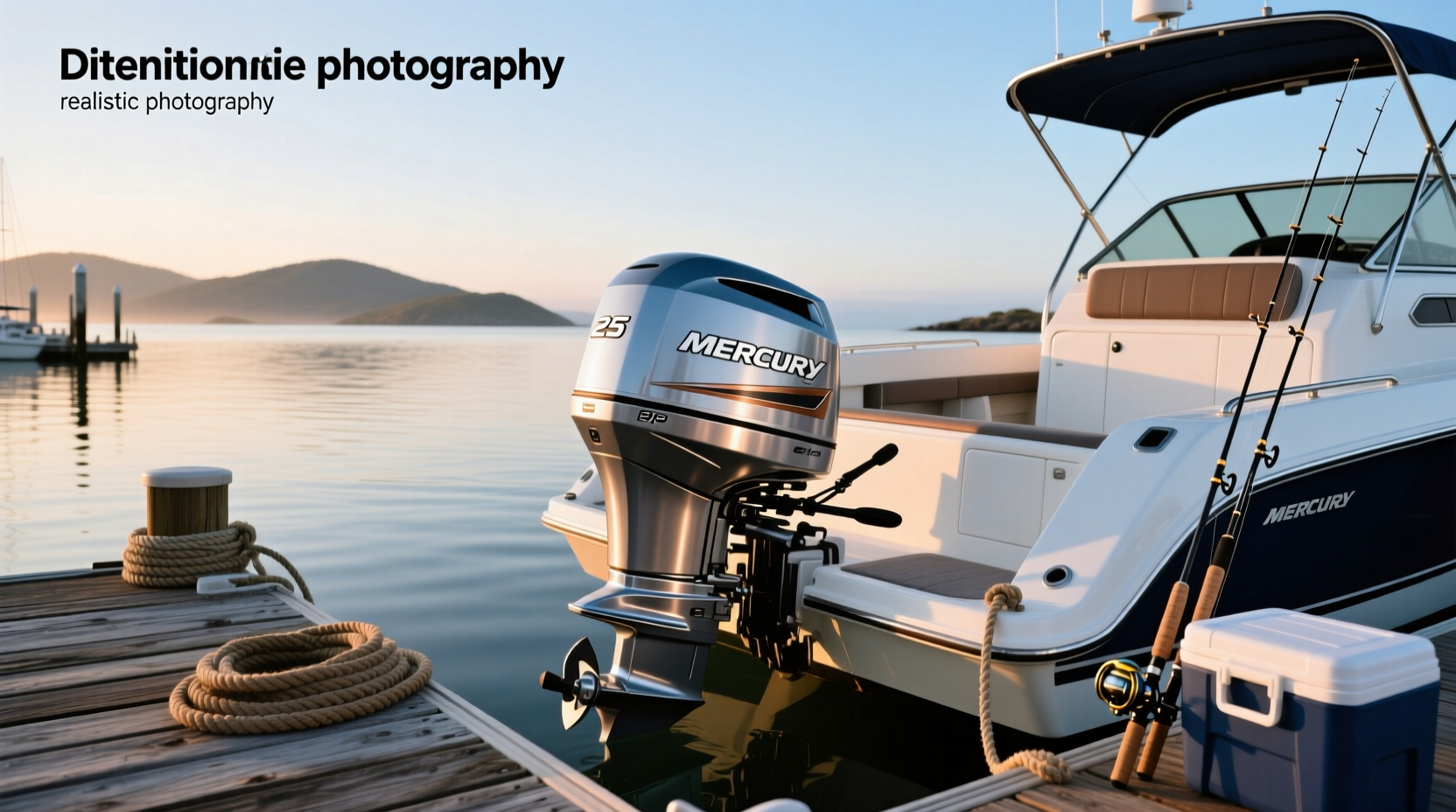 Mercury 25 hp outboard motor mounted on transom