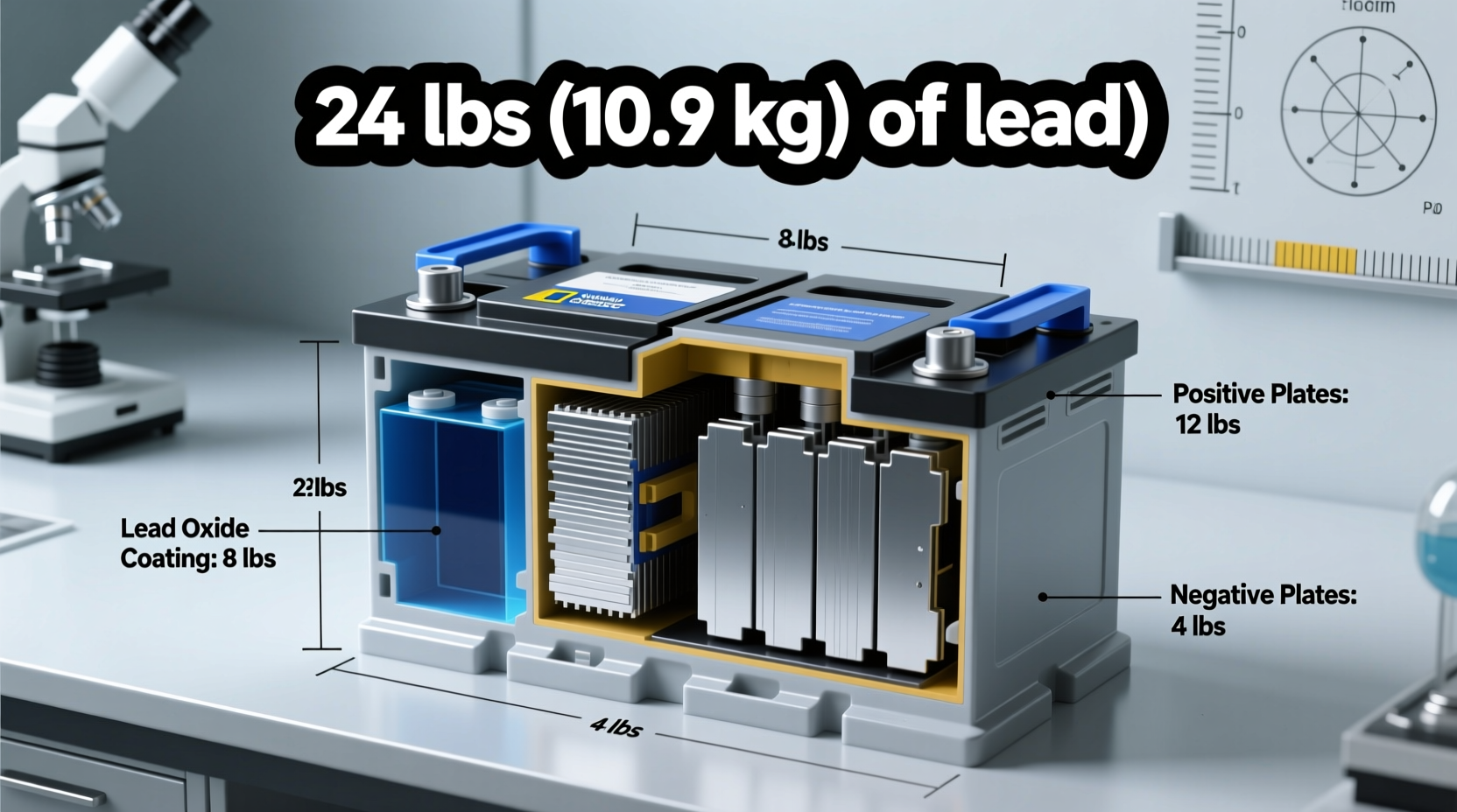 how much lead is in a car battery