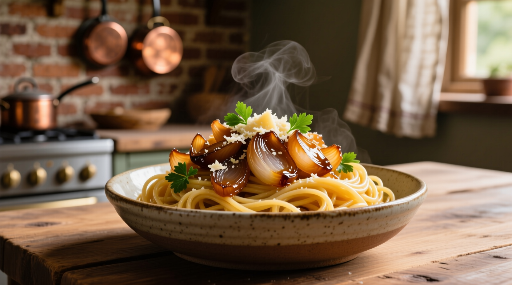 carmelized onion pasta