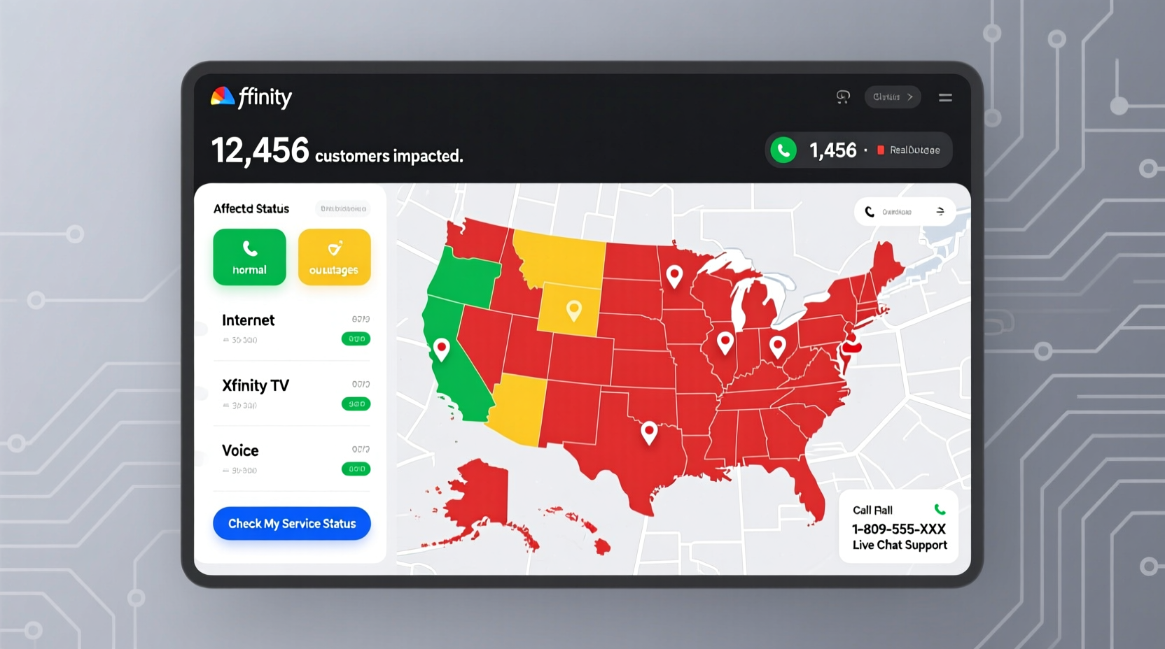 why is comcast xfinity down check outages service status support