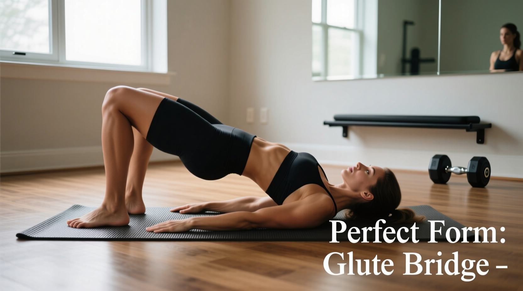 Woman performing glute bridge exercise with proper form