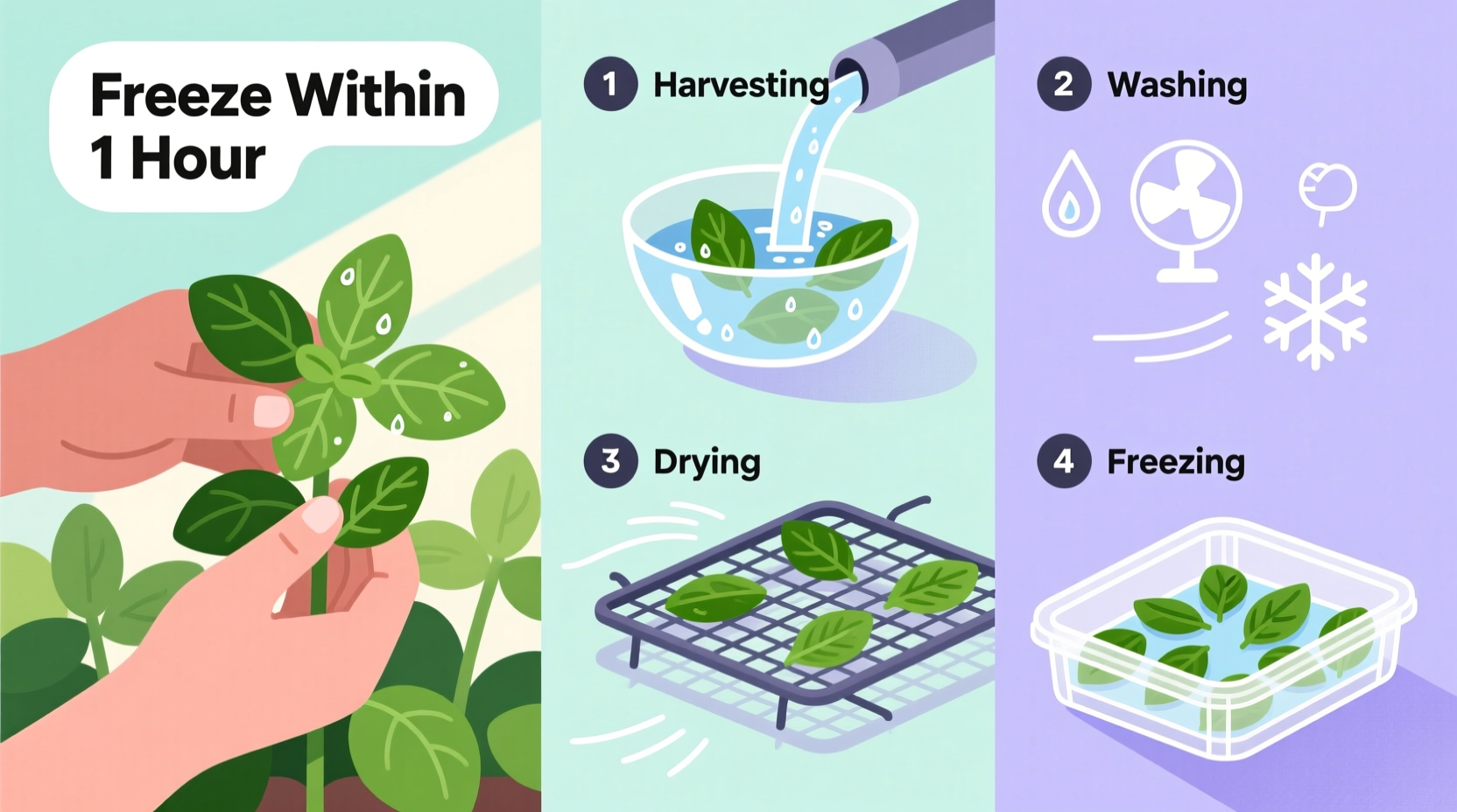 how to freeze fresh basil leaves