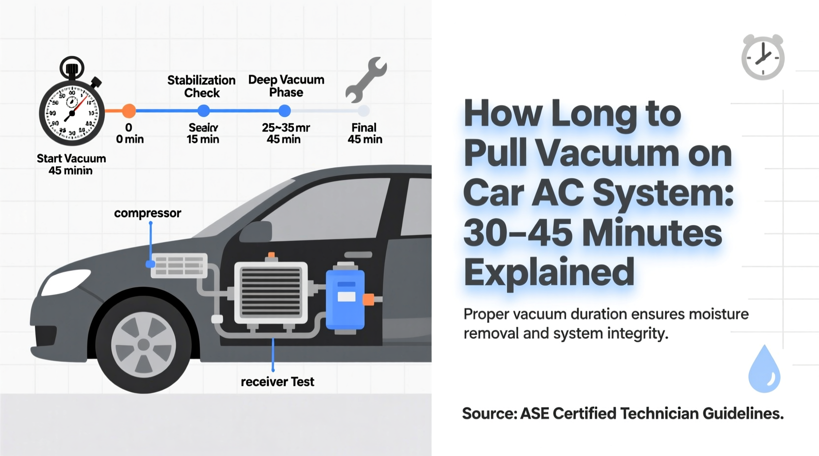 how long to pull vacuum on car ac system
