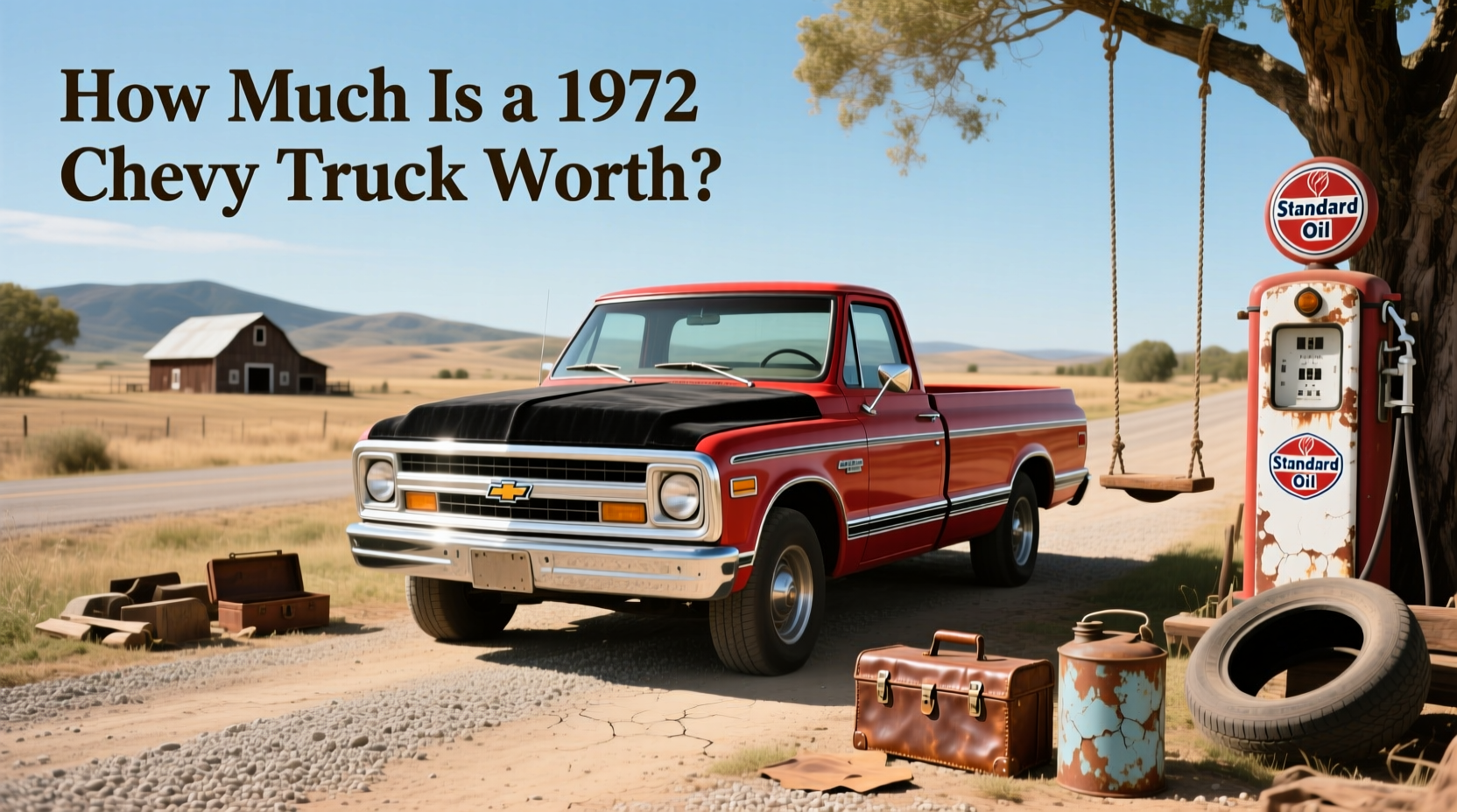 1972 Chevrolet C10 Stepside Pickup in classic red with white trim
