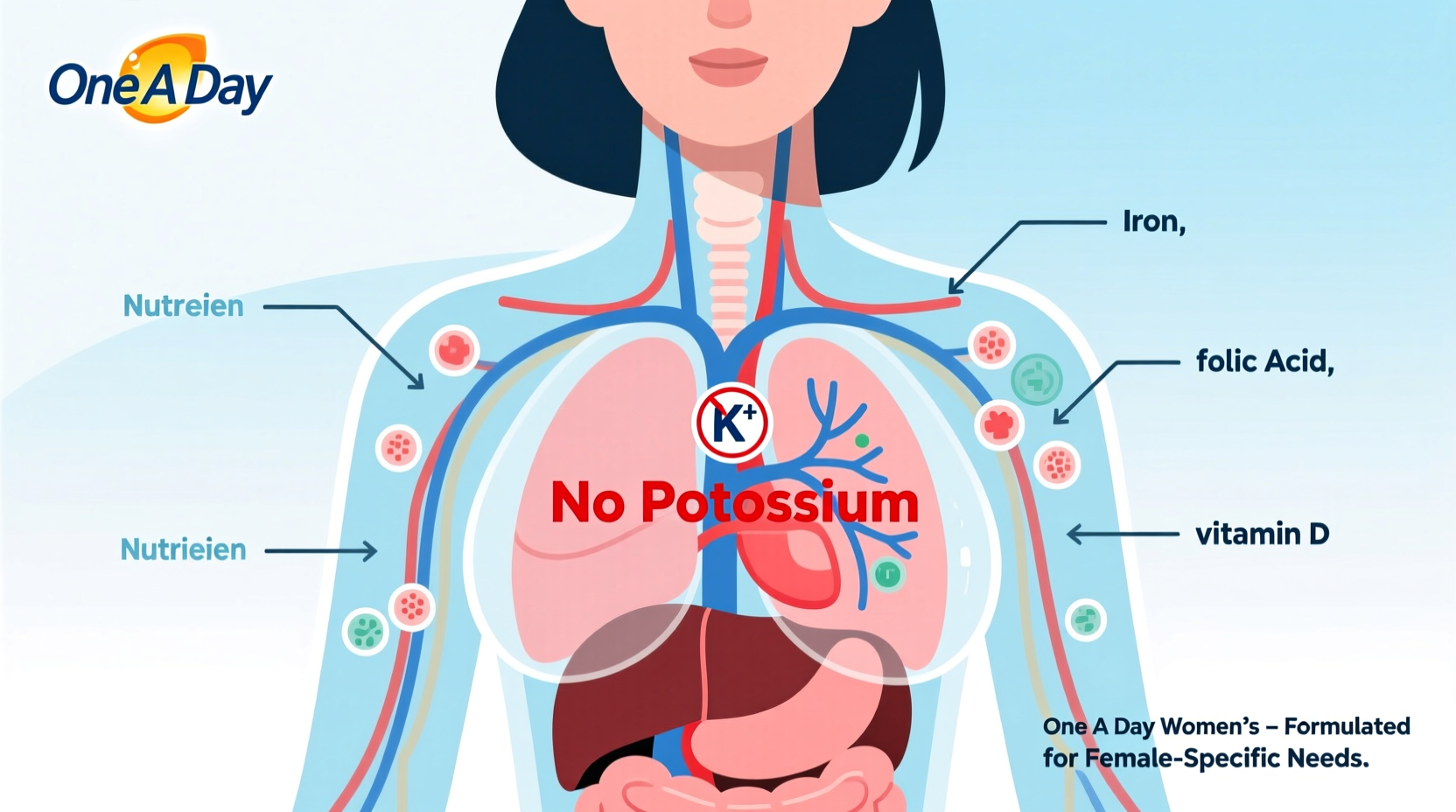why does my womens one a day not contain potassium