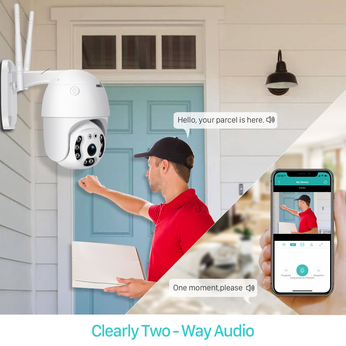 Amazon Hot Selling 1080P Smart Outdoor Security Camera Wireless 360 Degree PTZ Long Range Garage Door Security Camera