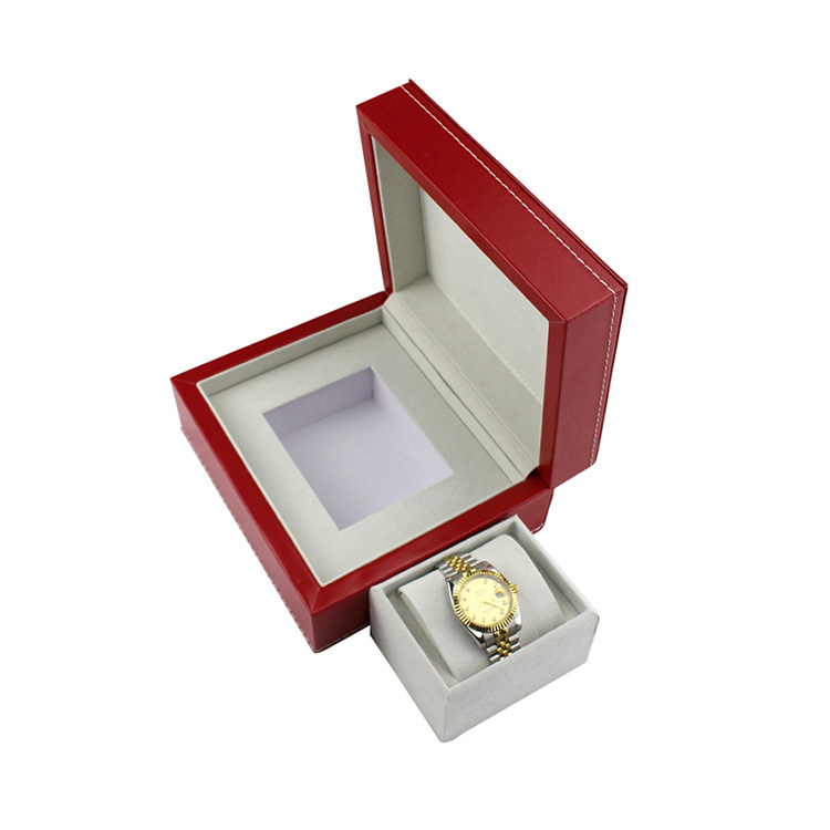 In Stock Luxury Custom Made Red Black Pu leather Single Watch Packaging Box For Women