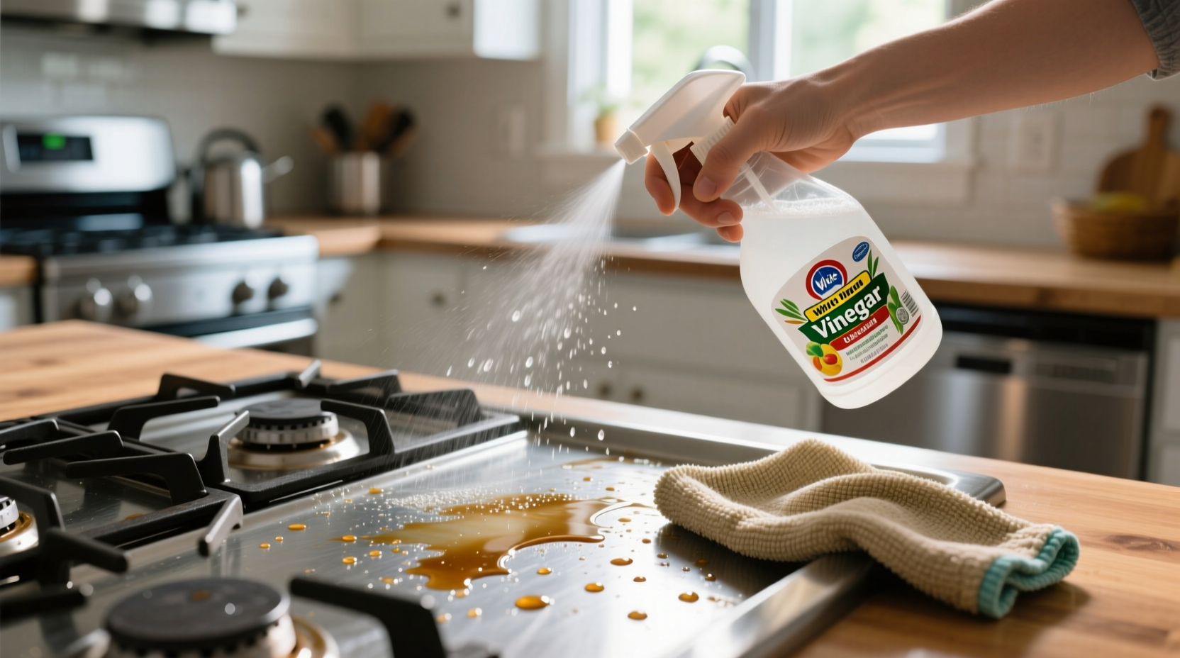 how to clean a stove with vinegar