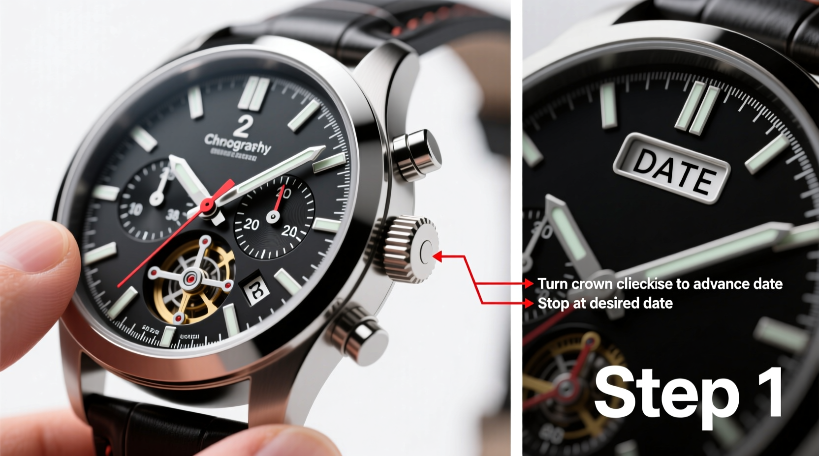 mastering date display adjustments on your chronograph watch a step by step guide