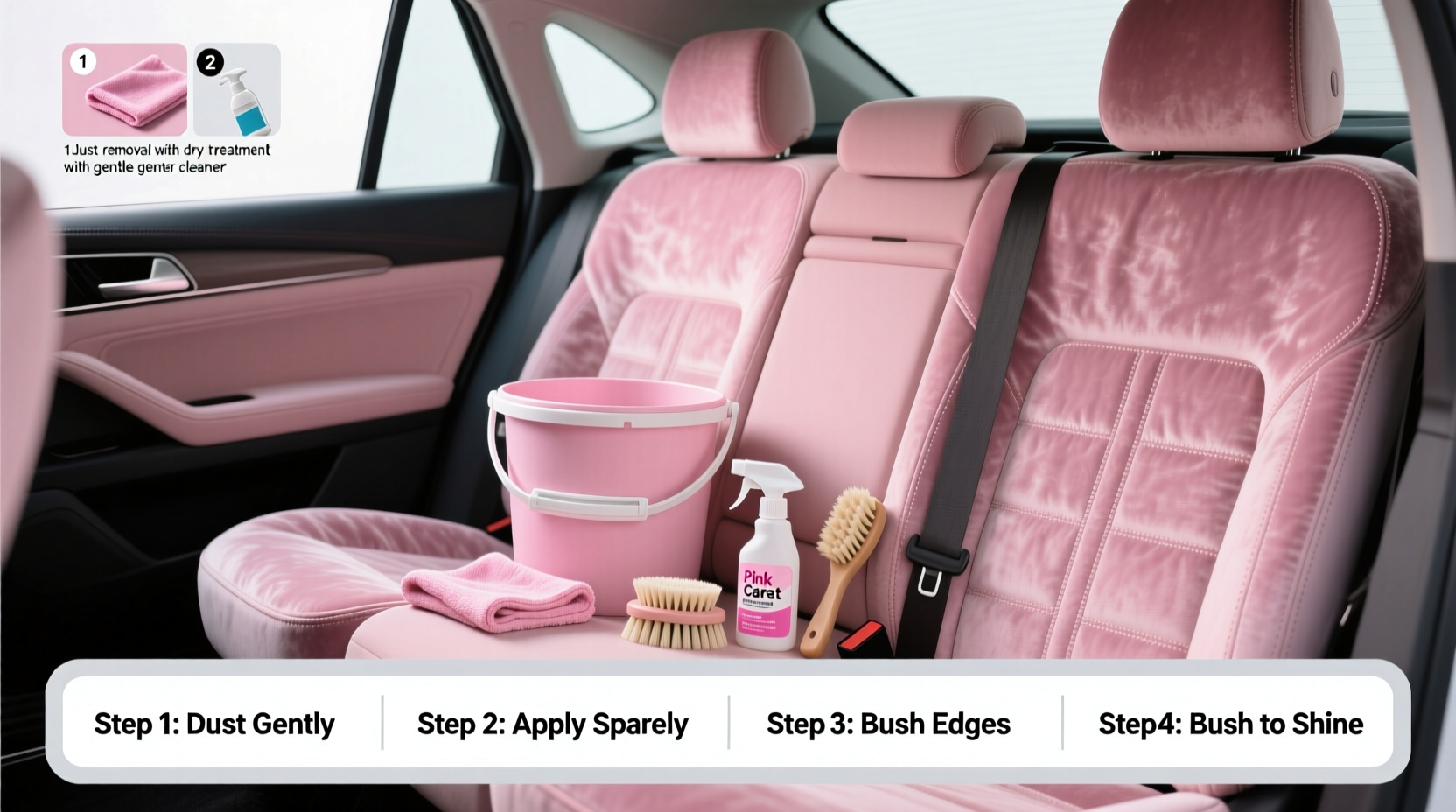clean pink bucket seats maintenance