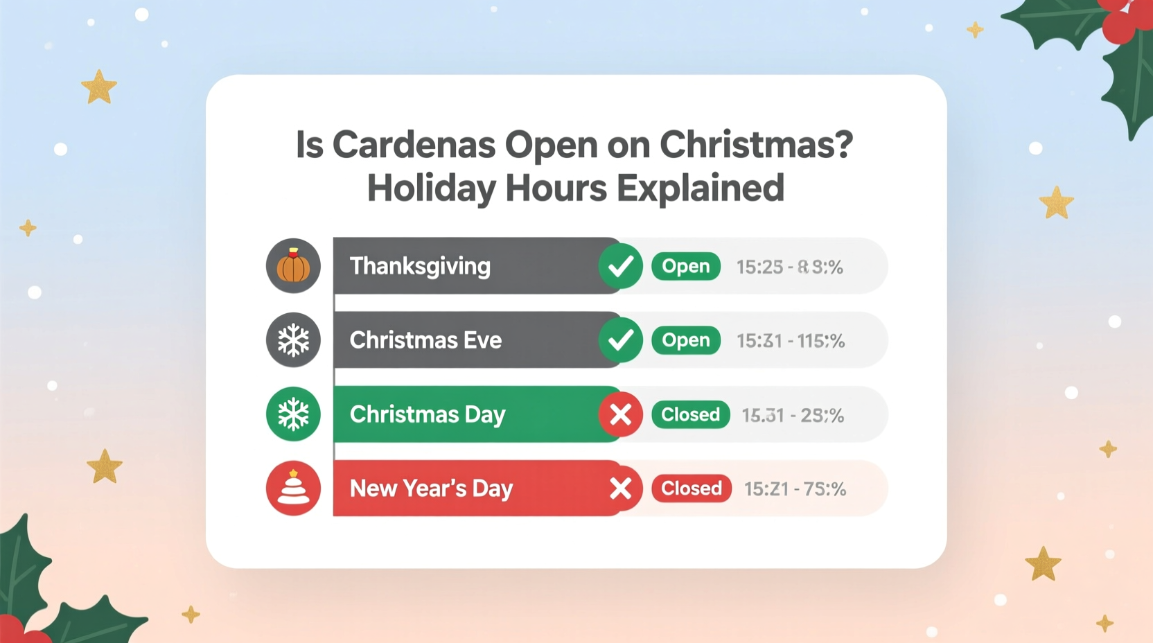is cardenas open on christmas