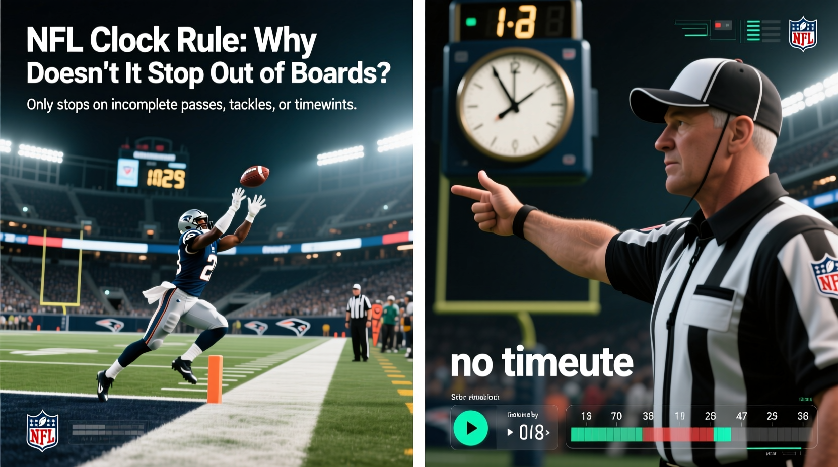 nfl clock rules why doesnt the clock stop out of bounds