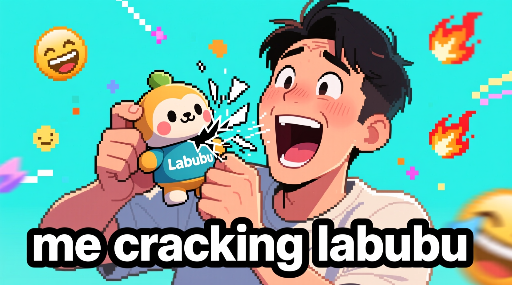 me cracking labubu gif meme