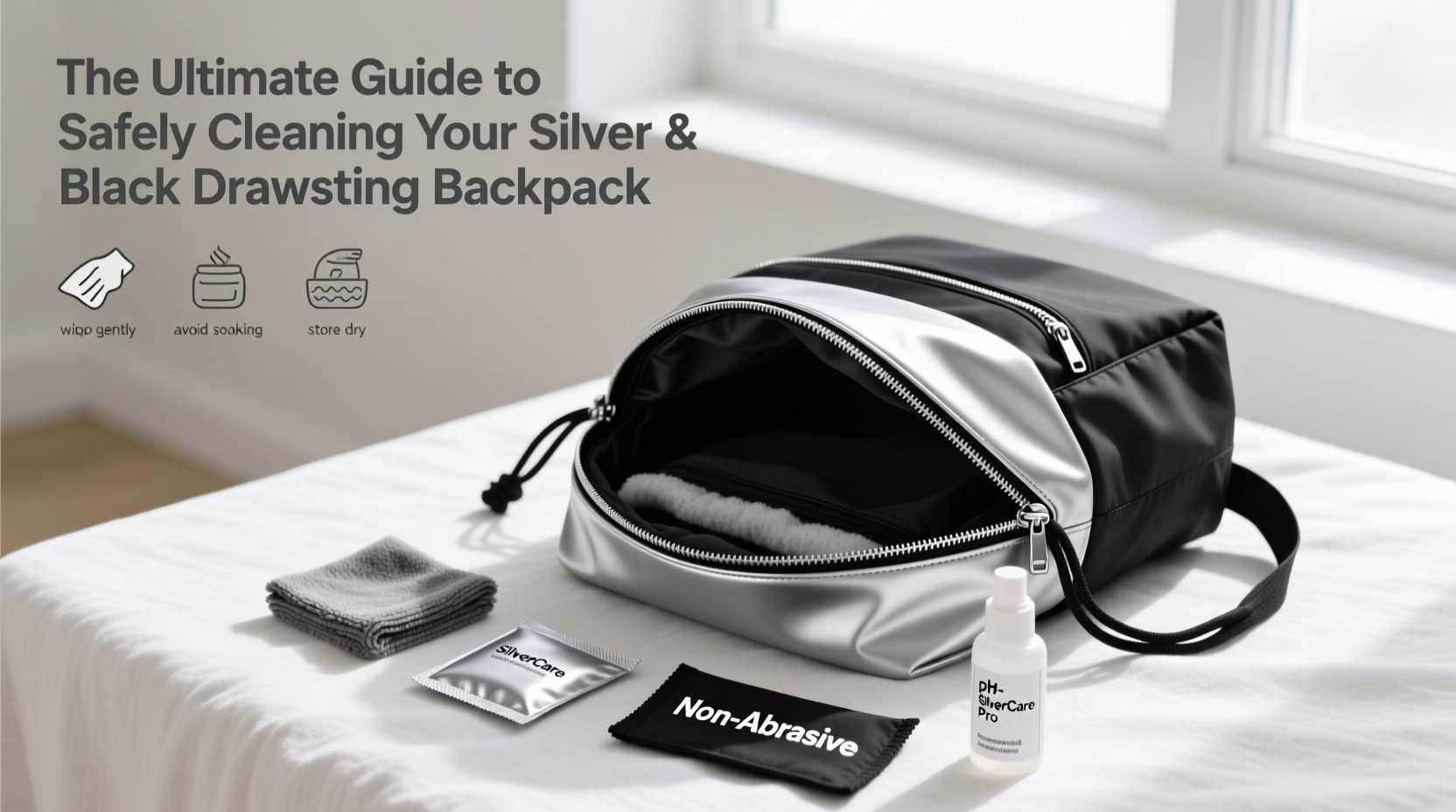 the ultimate guide to safely cleaning your silver and black drawstring backpack