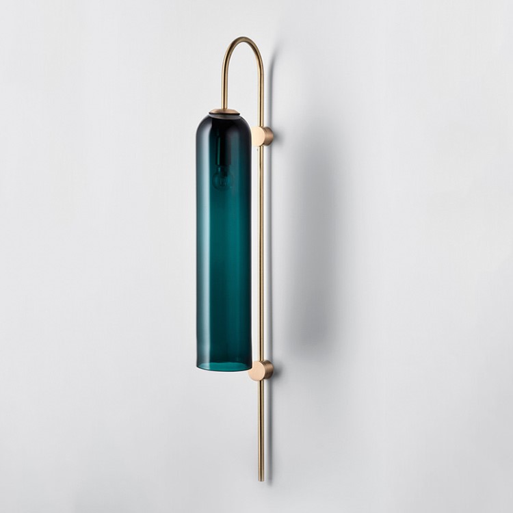 Modern decorative bedroom wall lamp with blue shade