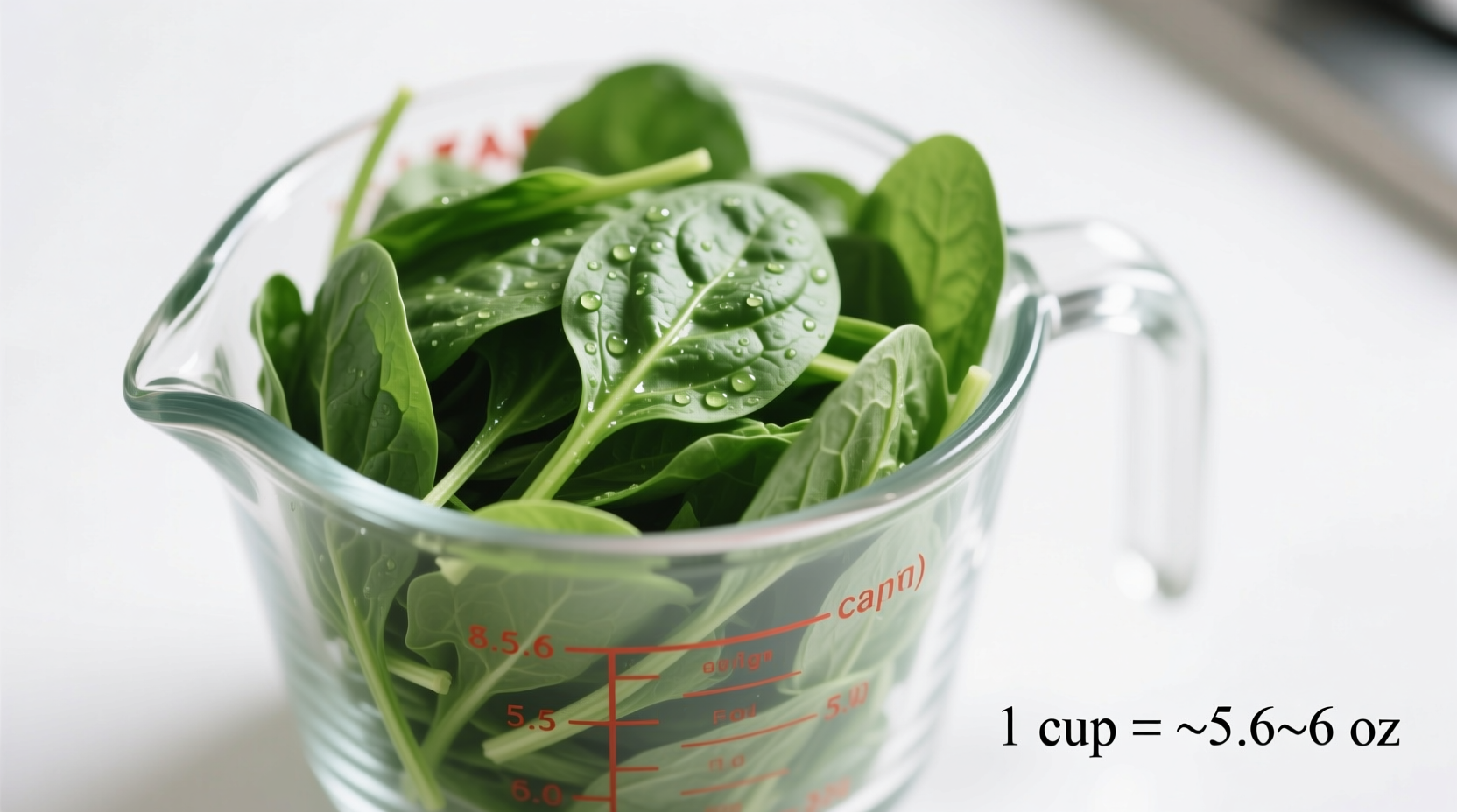 1 Cup Spinach = 1 Ounce Raw, 6-7 Ounces Cooked
