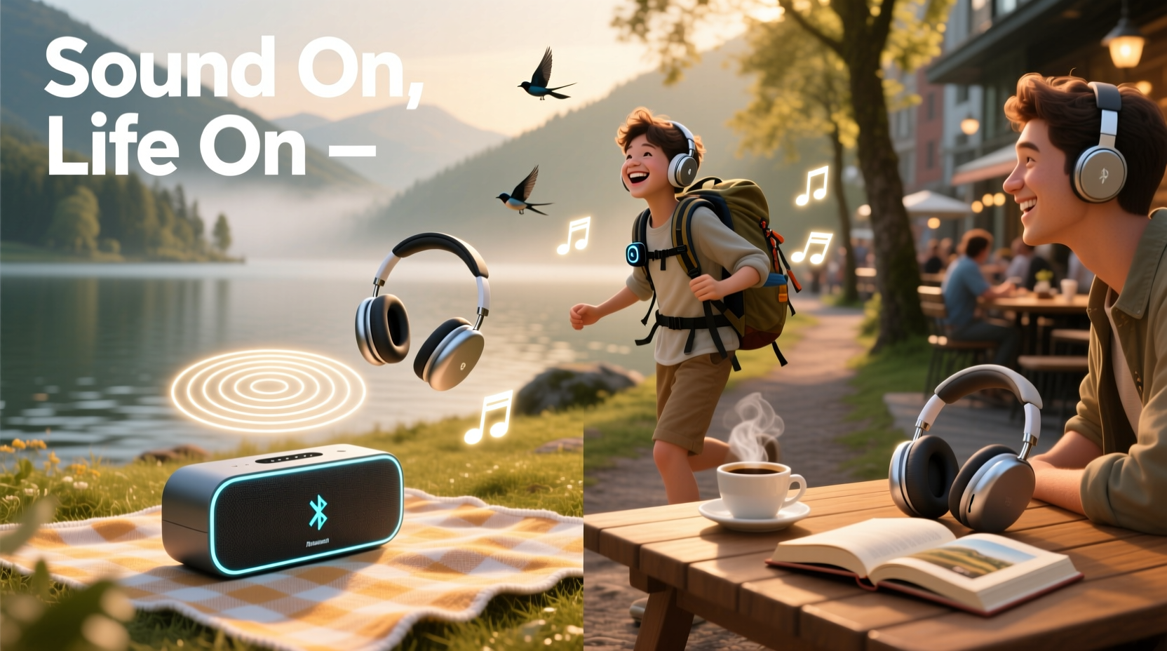 adventures with a bluetooth speaker or headphones which is really more practical