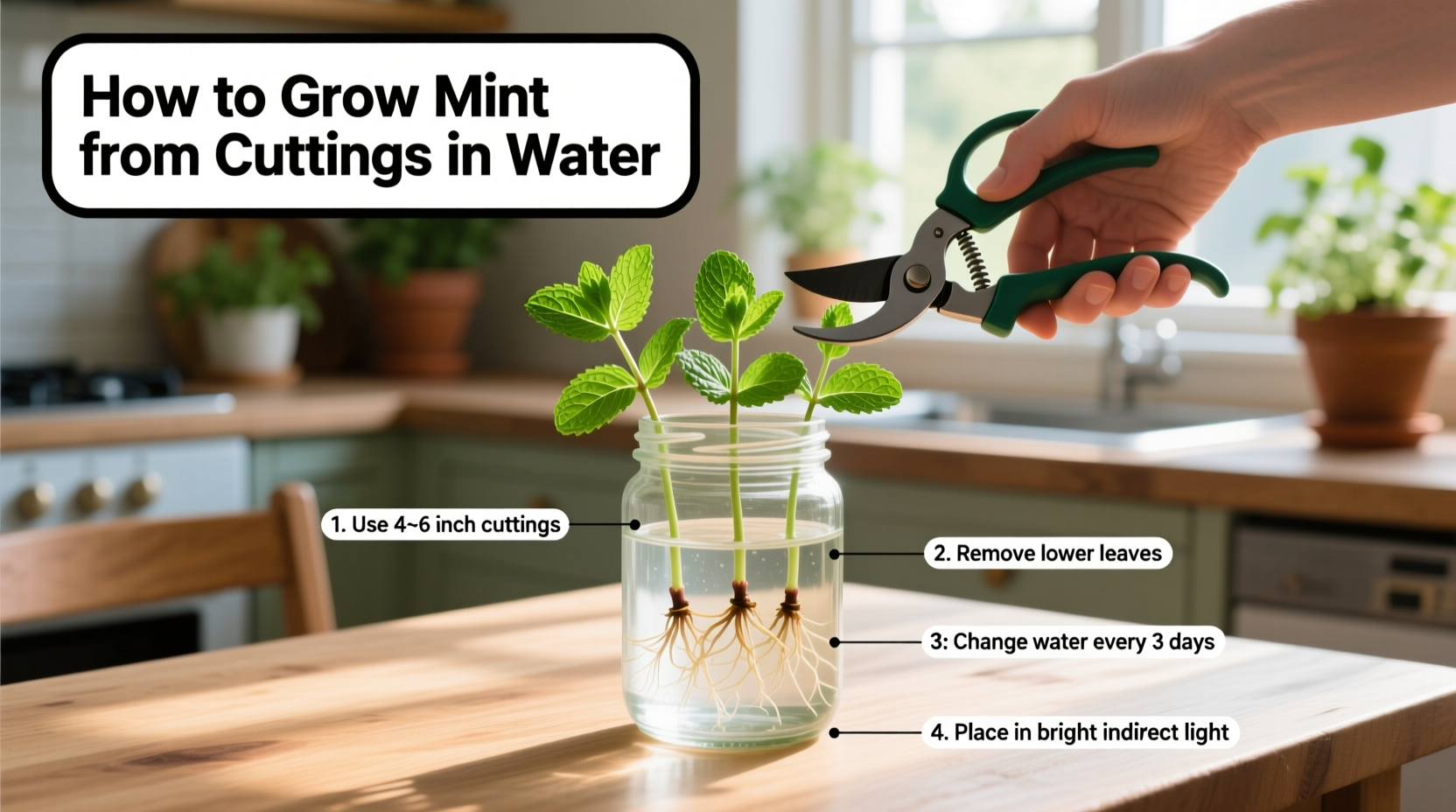 how to grow mint from cuttings in water